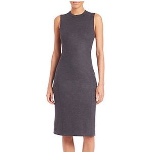 Theory Sz 10 Jersey-Wool Cutout Back Midi Dress EUC